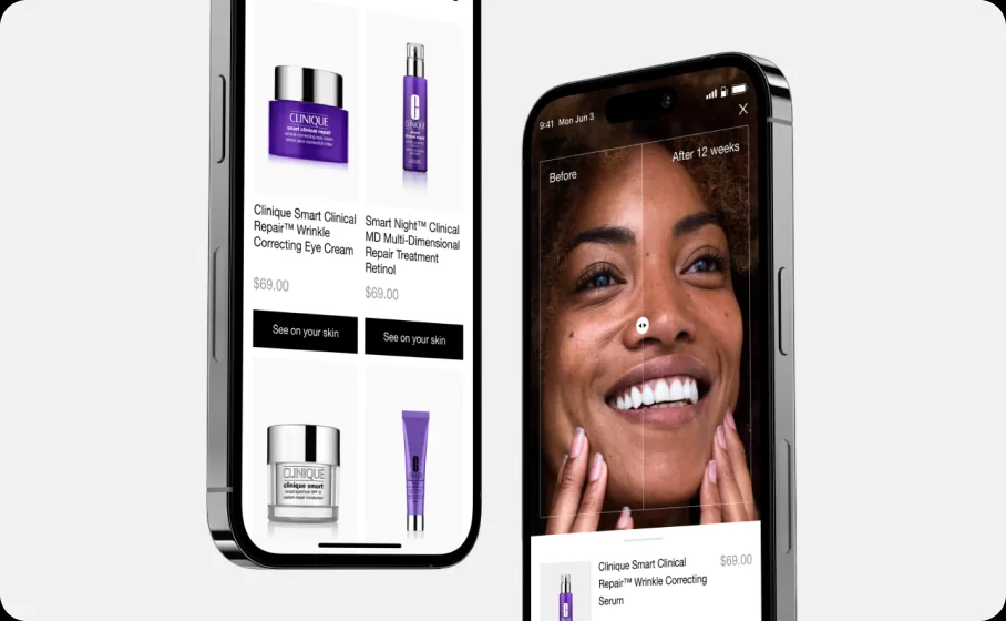 Clinique AI skin diagnostic mobile experience