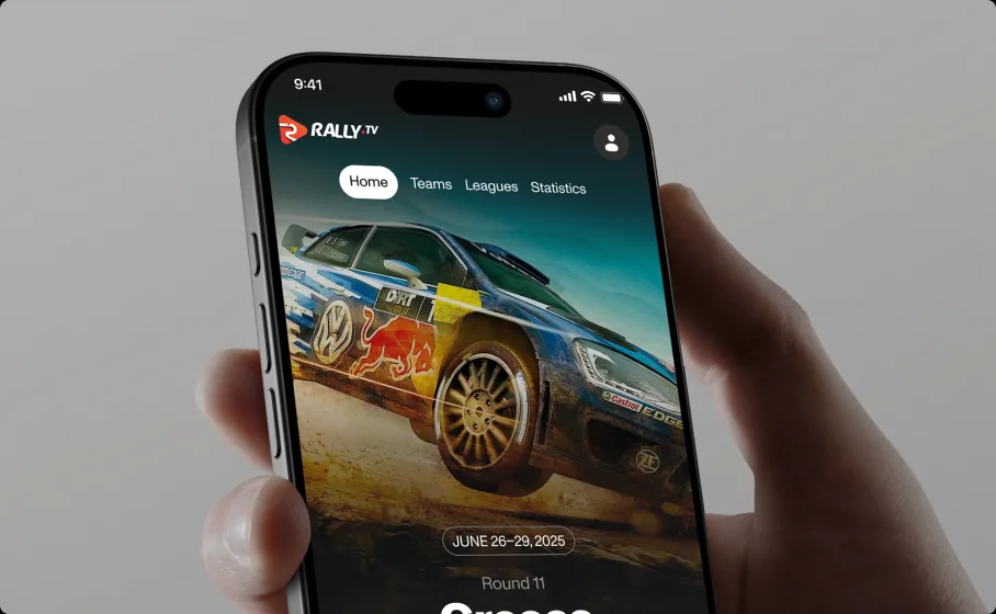 WRC Rally TV app on a phone