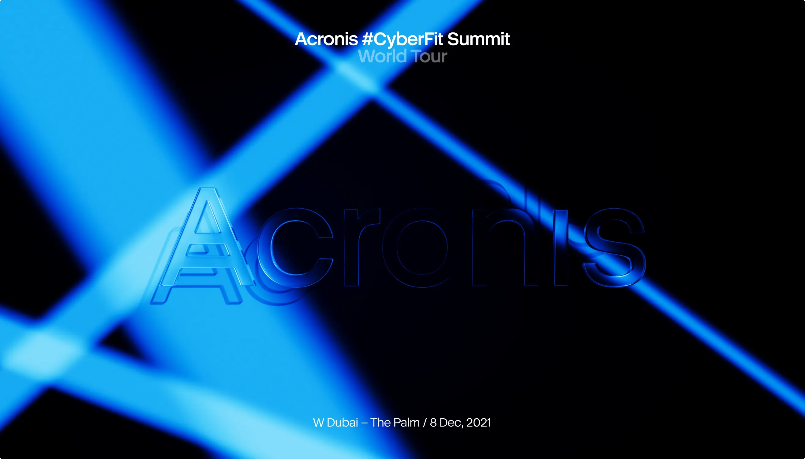 Acronis #CyberFit Summit World Tour hero with light rays
