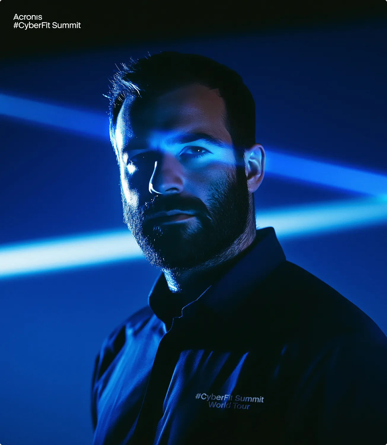 Acronis summit poster with laser rays