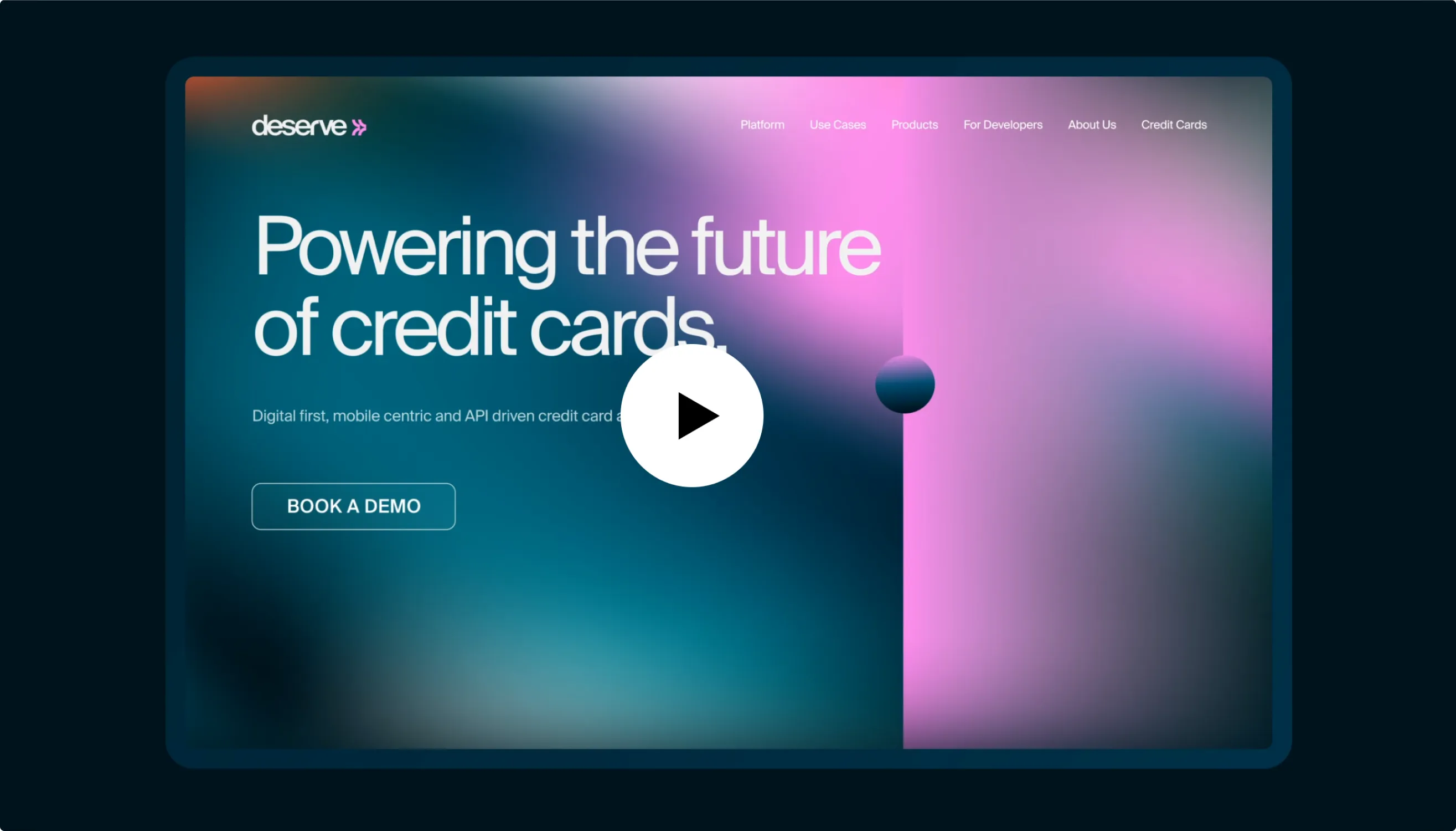 Deserve website hero: Powering the future of credit cards