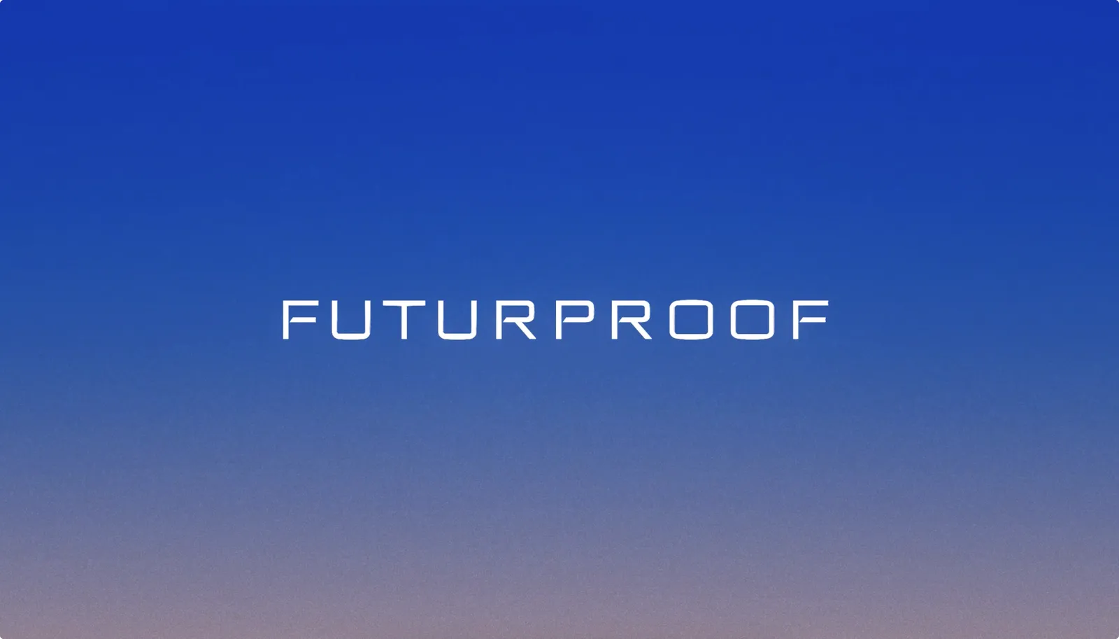 Futurproof website hero with retrofuturistic skyline