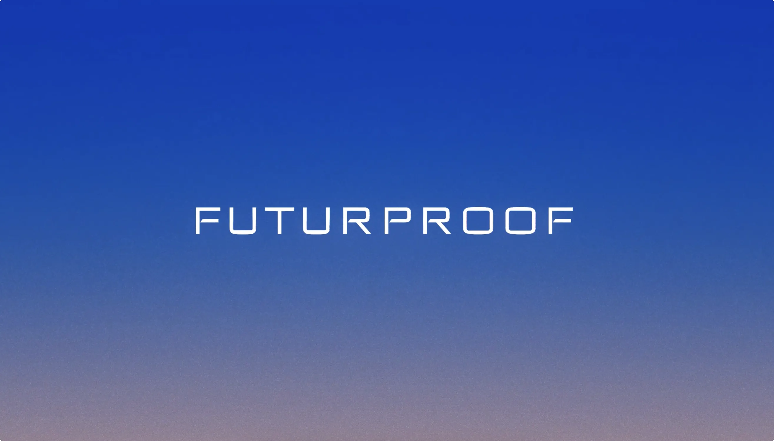 Futurproof website hero with retrofuturistic skyline