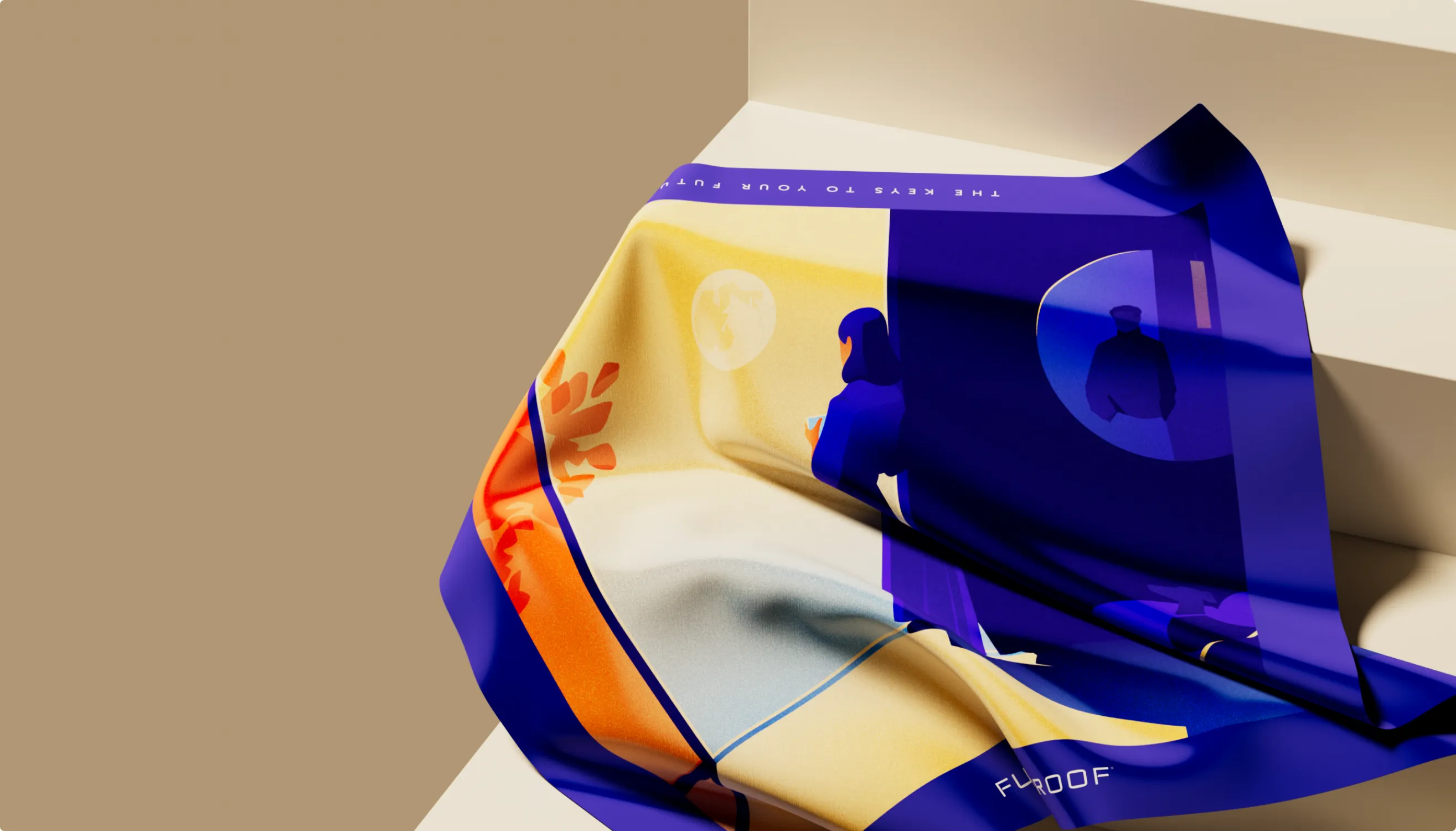 Futurproof brand textile with golden-hour print