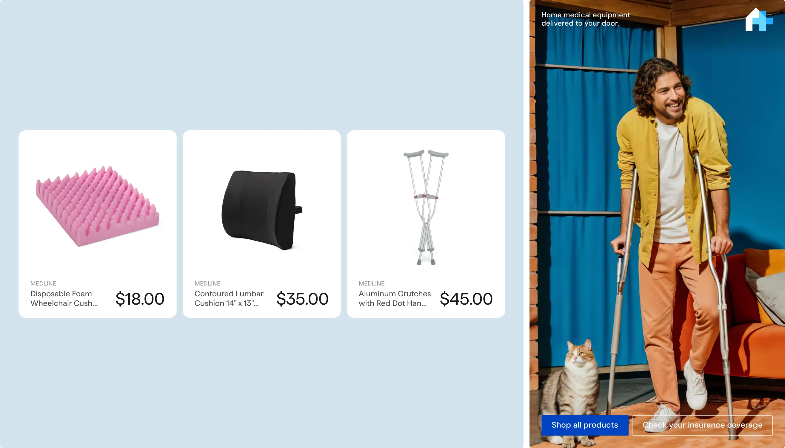 HomeMedix ecommerce product tiles