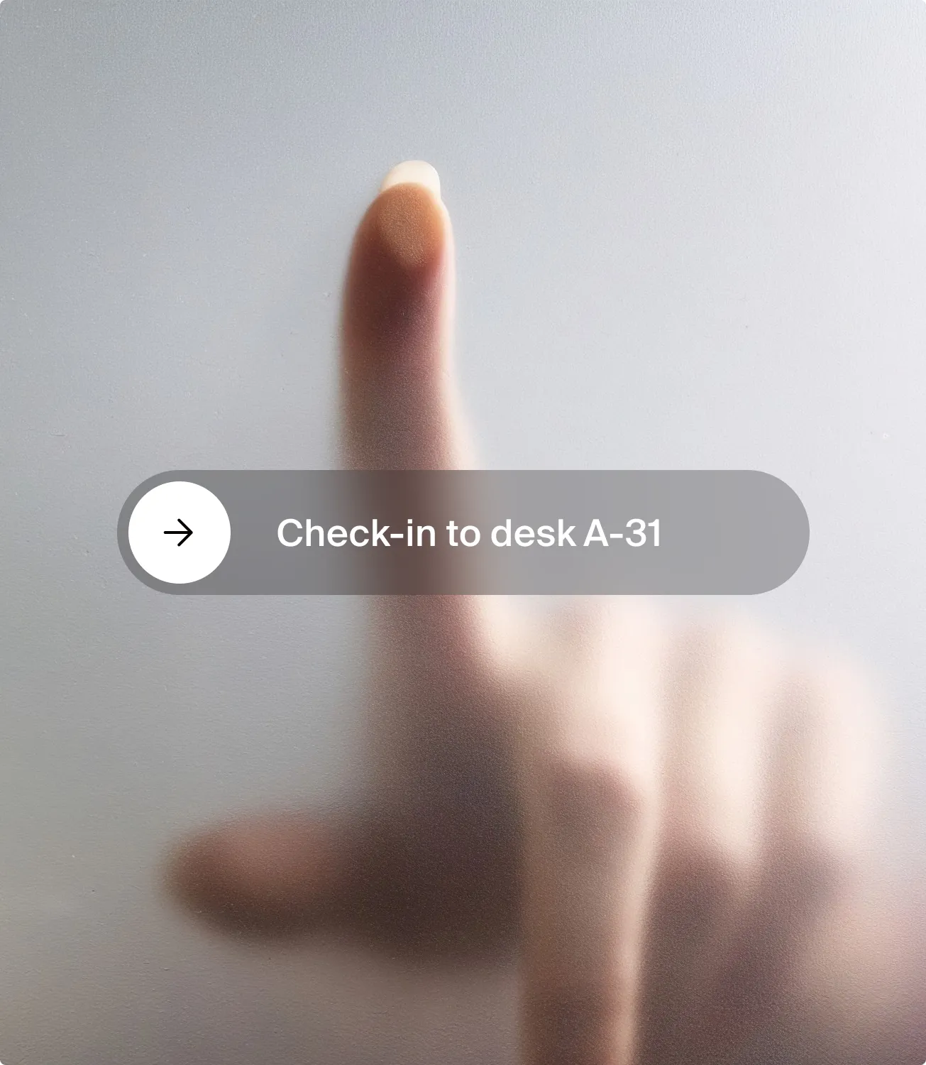 A finger reaching for a Check-in to desk A-31 button