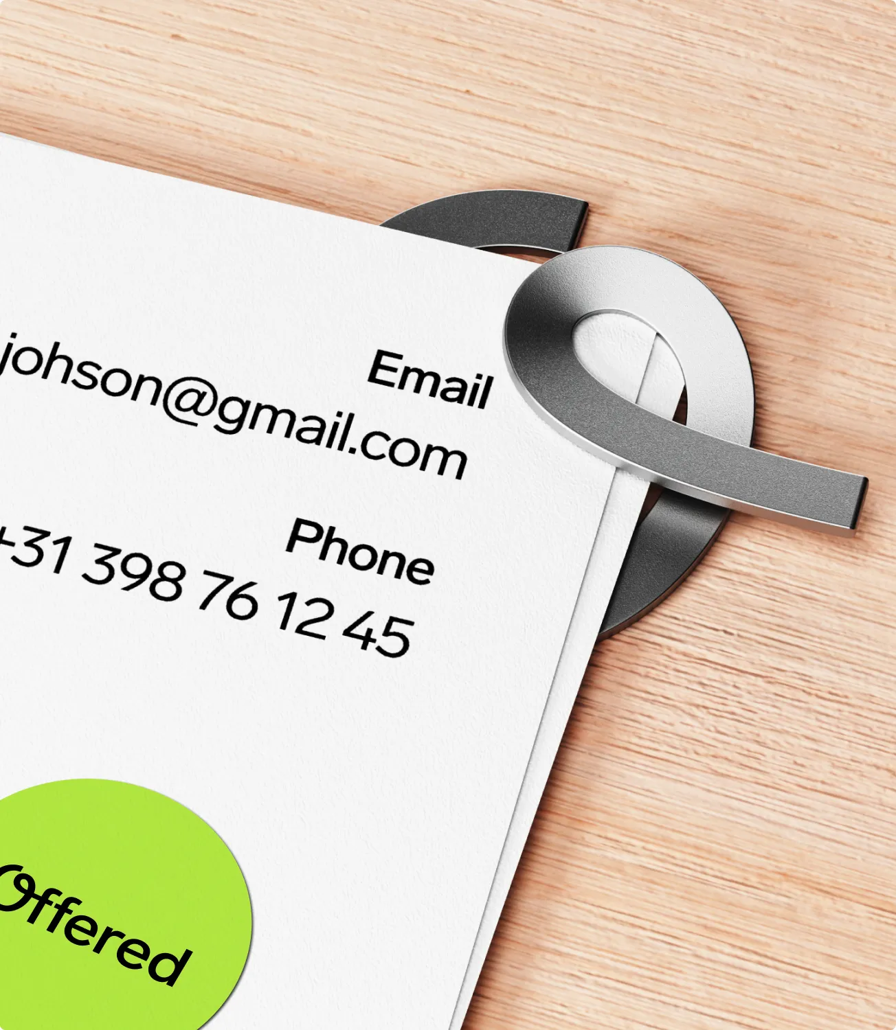 Offered stationery with brand line