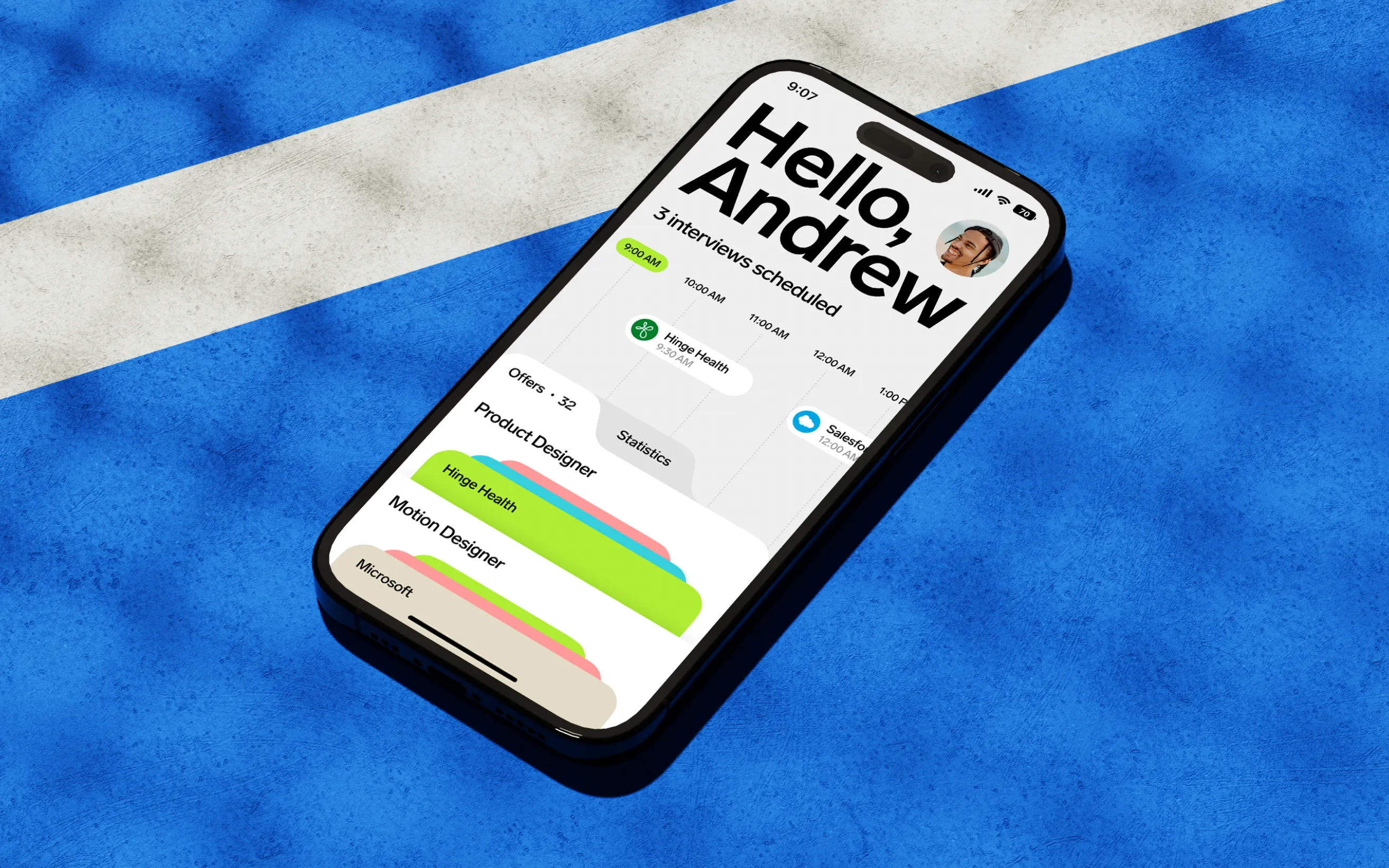 Offered mobile app: Hello, Andrew