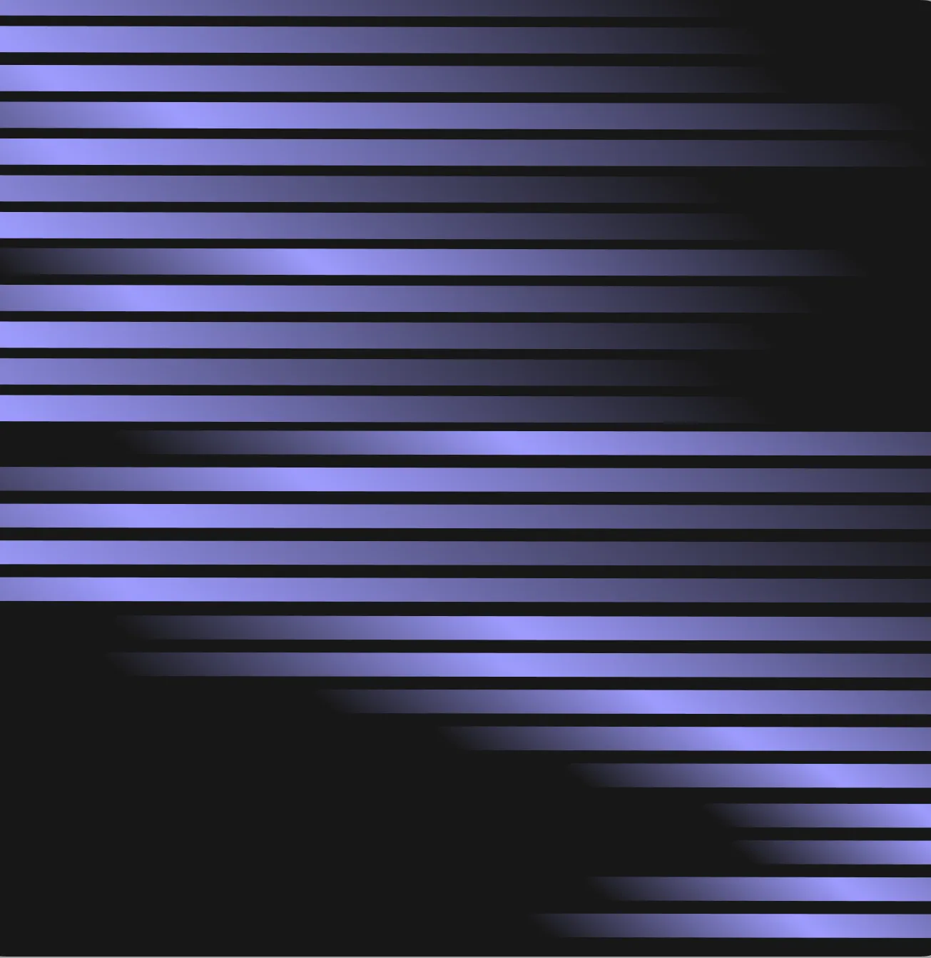 Qantev brand graphic of periwinkle motion stripes on black