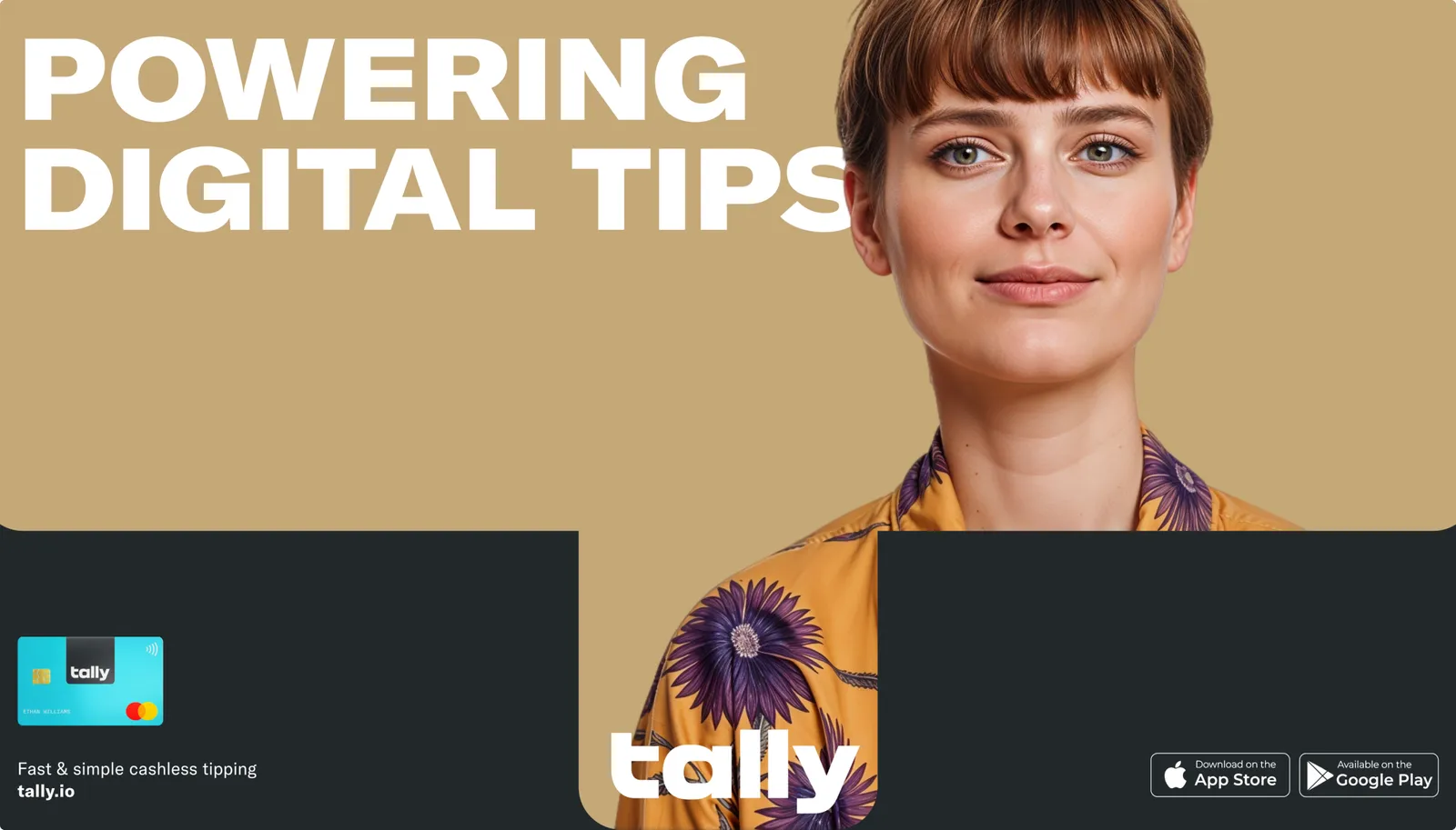 Tally outdoor billboard reading Powering digital tips