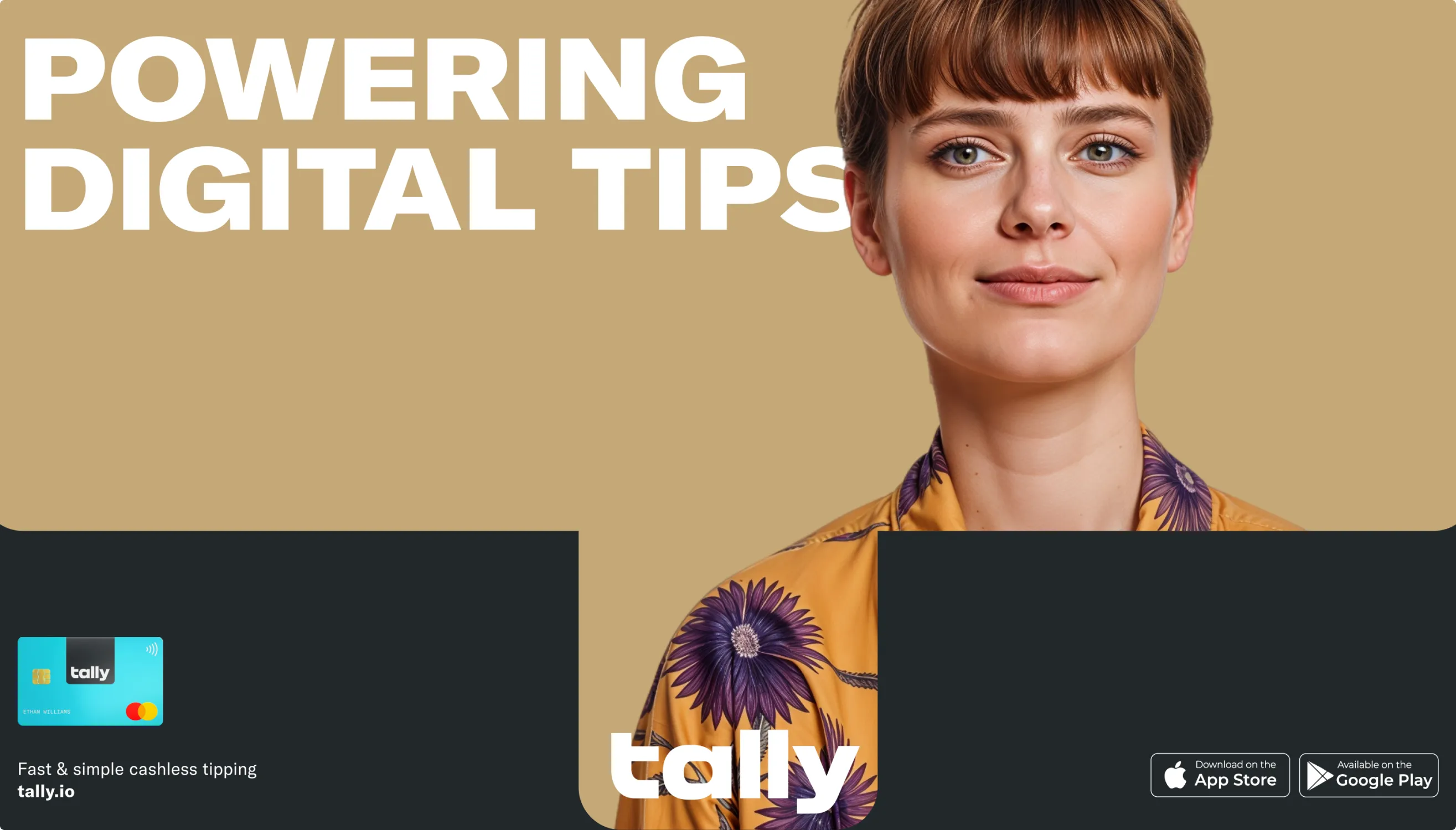 Tally outdoor billboard reading Powering digital tips