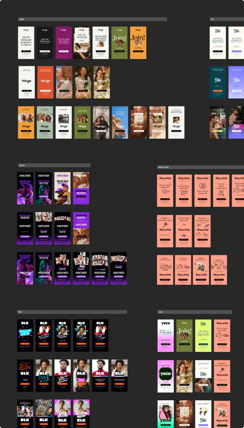 The full set of banners laid out app by app