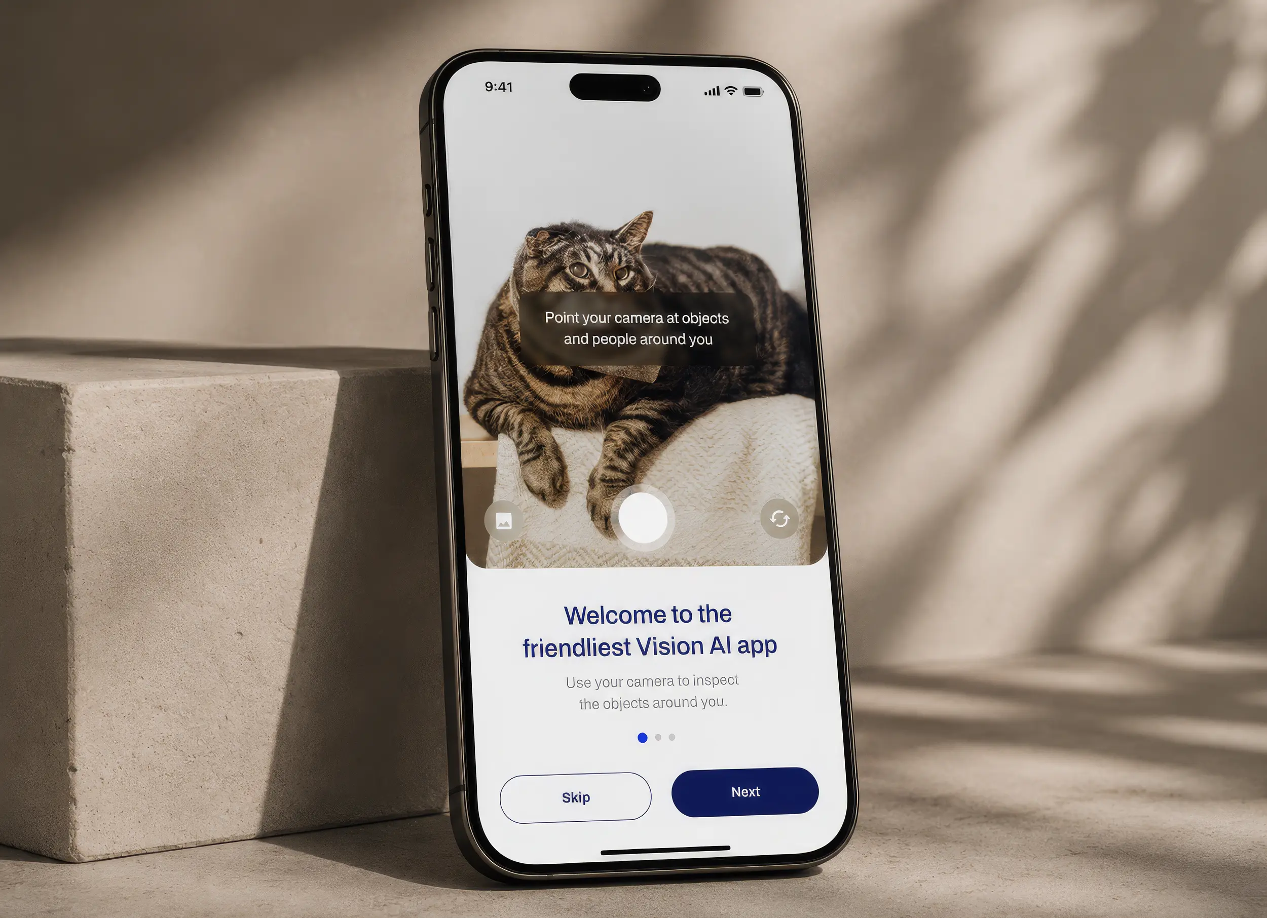 The Ultralytics vision app onboarding screen on a phone