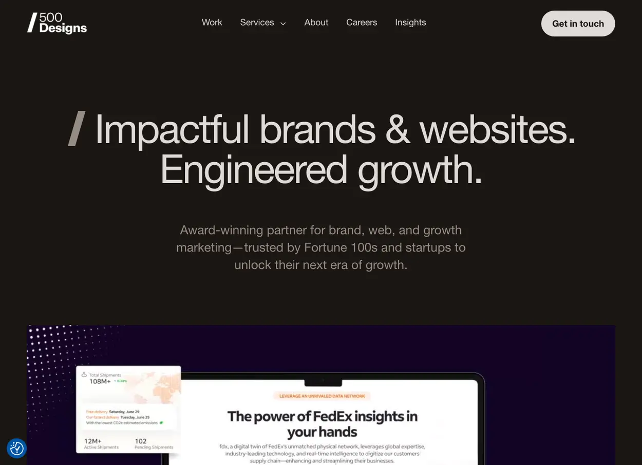 The 500 Designs website