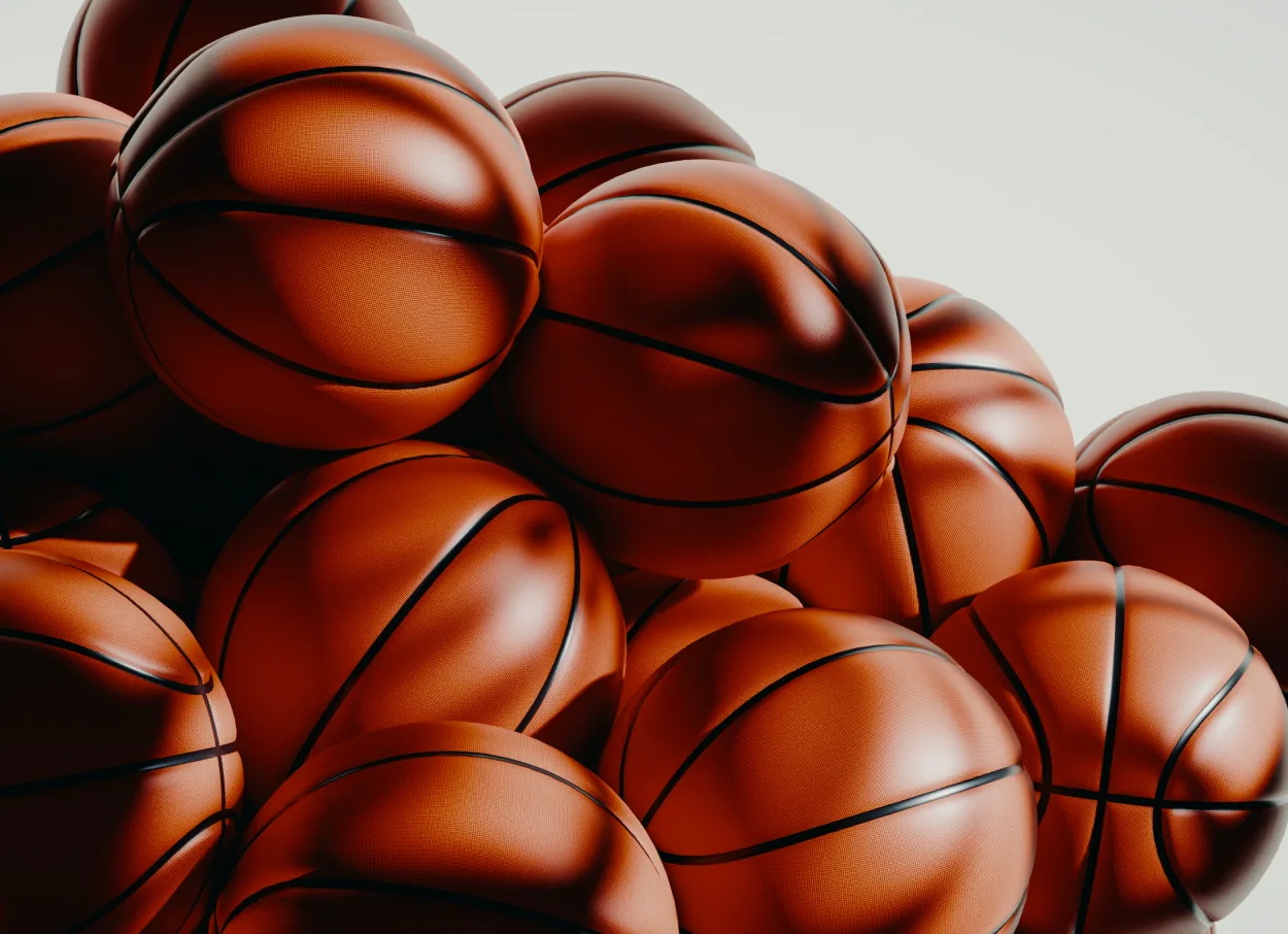 A stack of basketballs
