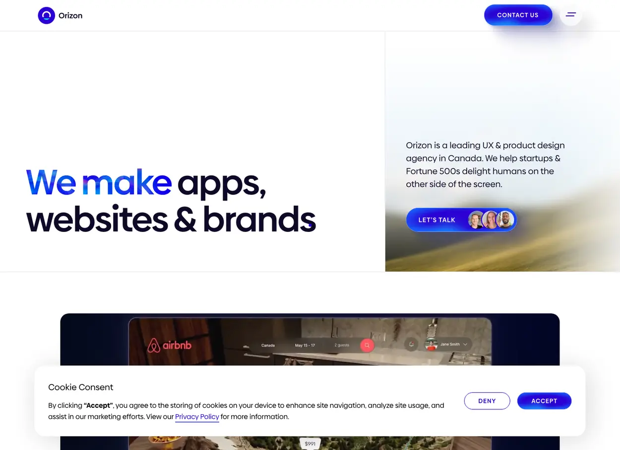 The Orizon website